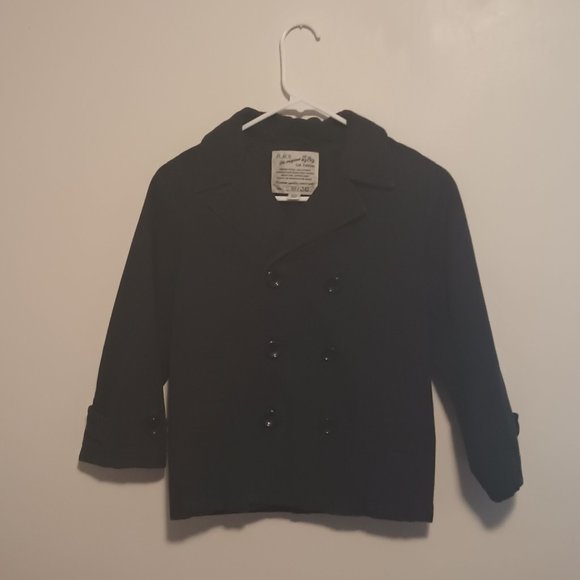 Vintage Plc Original Navy Blue Pea Coat Button Up Ladies Small 5/6 - Picture 1 of 5